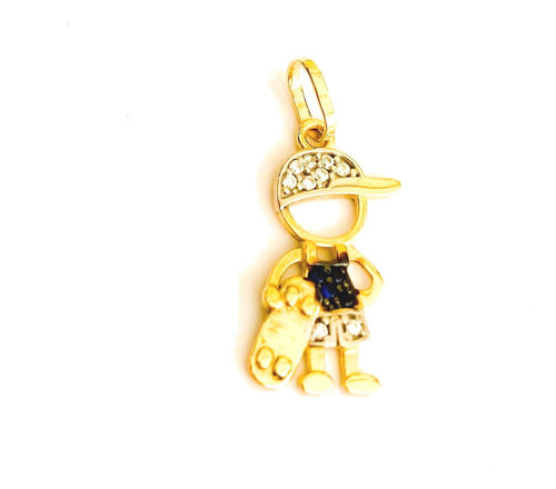 Pingente Menino Com Skate Ouro18k E Zircônias  Mães