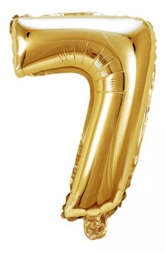 Globo Metalico Numero Chico 16 Pulgadas 40 Cm Dorado No. 7