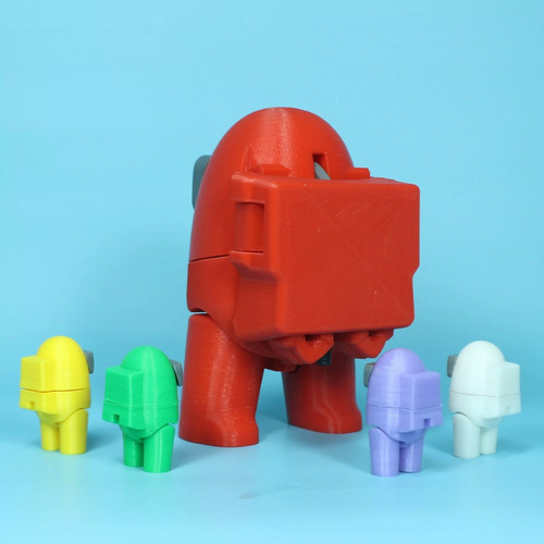 Among Us - Robot Impostor Gigante + 3 Tripulantes