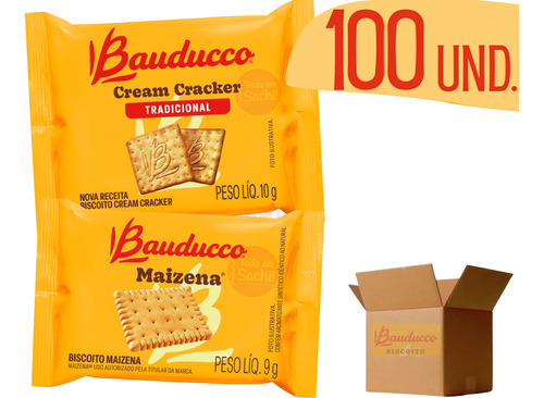Biscoito Bauducco Sache Cream Cracker + Maizena 100 Sachês