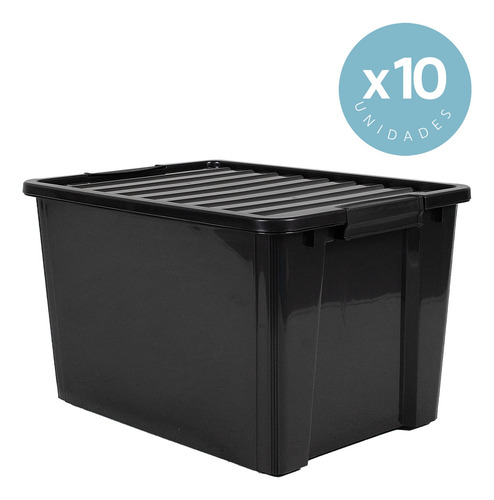 Set X10 Organizadores De Plástico 30l Gardenlife Negro.