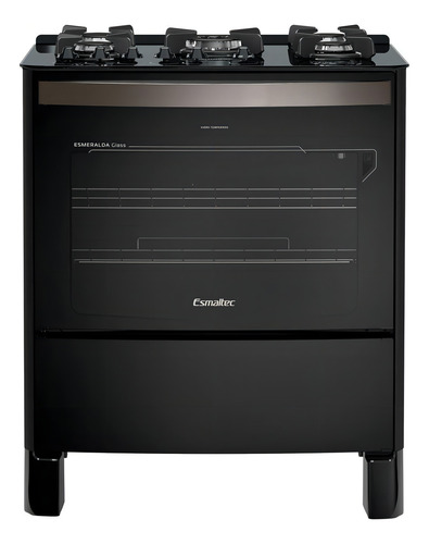 Fogão Esmaltec Esmeralda 5b Preto Timer Grill Elétrico 127/220V