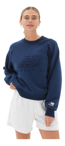 Sueter De Mujer New Balance Athletics Crew Azul