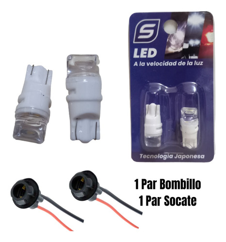 Bombillo Led Muelita T10 3 Led 12v 1 Par Bombillo + Socates