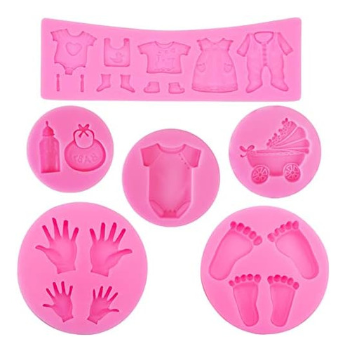 6 Moldes De Silicona Para Bebé, Moldes Para Fondant Con Temá