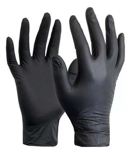 Guantes De Nitrilo Negros Powercrest Sin Polvo X100u.