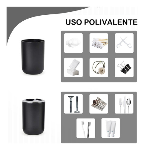 Juego Accesorios Set De Baño 6 Piezas Inoxidable Cepillo Wc Negro