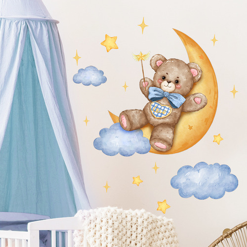Calcomanía De Pared Con Forma De F, Oso, Estrella, Decoració