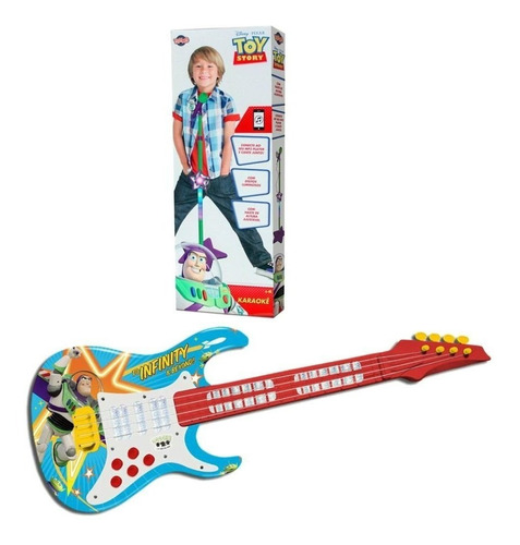 Kit Toy Story Microfone Karaoke Com Suporte + Guitarra Novo