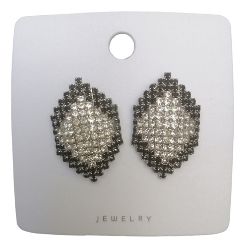 Joyeria De Calidad, Aretes Pedrerìa, Negro Blanco Bisuteria