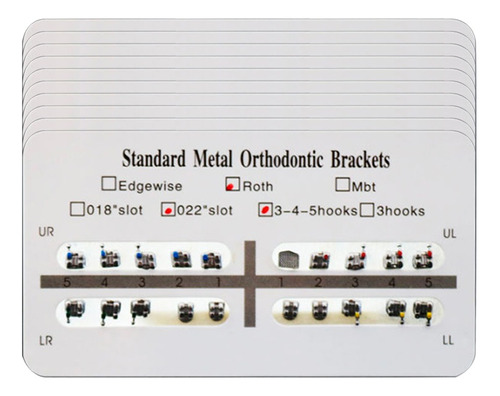 Brackets Metálicos Standard X10 Casos Roth 0.22 Ortodoncia