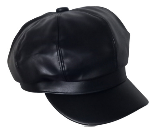 Gorro Boina Dama Cuerina Genérica Negro L Lisa