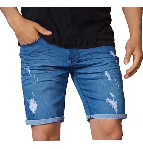 Shorts Jeans Rasgado Hombre