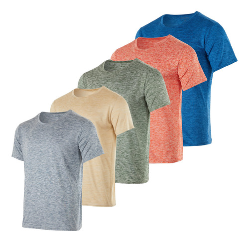 Paquete De 5: Camiseta Deportiva Para Hombre Dry-fit Que Ab.