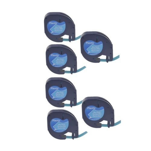 6pk Plástico Cinta Para Dymo Letra Tag Plus Lt100t Lt 91335 