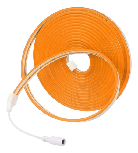 Tiras De Led Luz De Neón Flexible 5m Manguera Con Fuente Luz Naranja