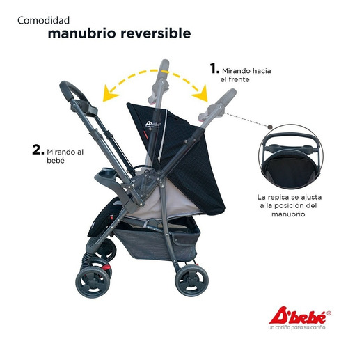 Carriola D Bebe Star Baby Mango Reversible Portabebe Color Negro