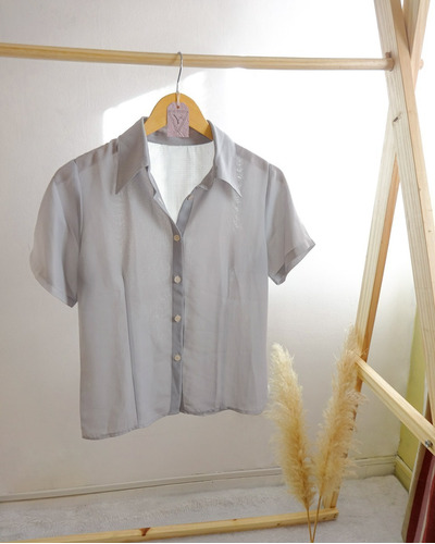 Camisa Manga Corta Gris - Gasa -