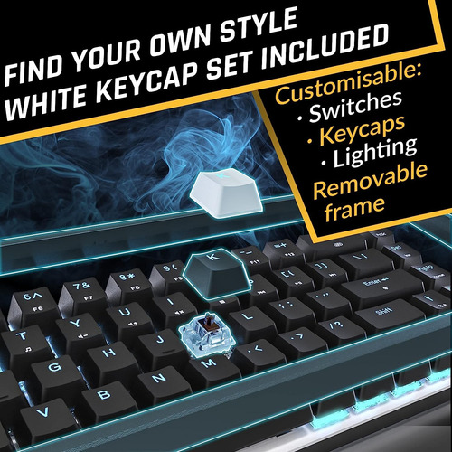 Teclado Klim, Gamer/blanco/bluetooth/rgb