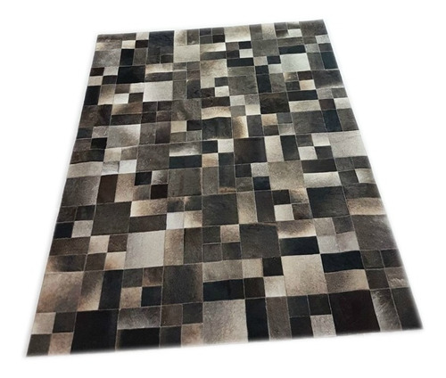 Imagen 2 de 6 de Alfombra Cuero Vaca Patchwork Gris Multiforma 1,8 X 2.4m