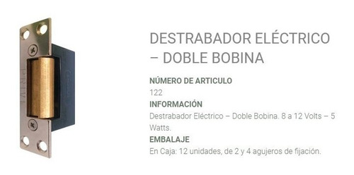 Destrabador Pestillo Eléctrico Doble Bobina Cerradura 4 Aguj