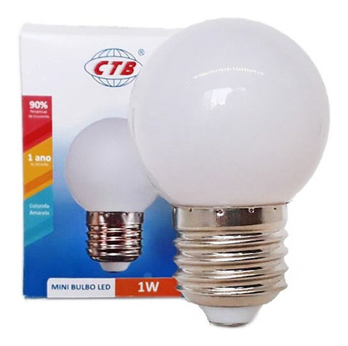 10 Lâmpadas Bolinha Mini Bulbo Led 1w E27 220v Bq 3k Cor da luz Branco-quente