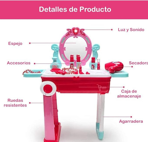 Tocador Maletin Infantil 2 En 1 Niñas Belleza Juguetes Fantastic Toys 008-923A
