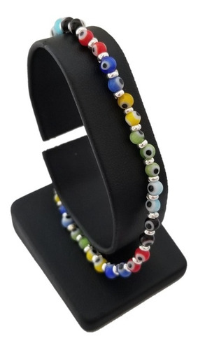 Pulsera Con Ojos Turco De Colores Y Accesorios En Plata 950