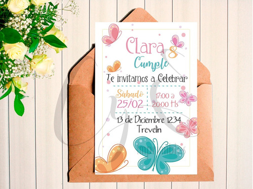 Mini Kit Imprimible Mariposa Pastel Personalizado+ Inv Digi