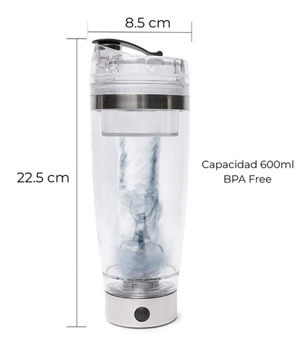 Imagen 2 de 7 de Vaso Mezclador Vortex Shaker Usb 600ml