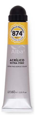 Acrilico Profesional Alba Pomo 60ml Amarillo Mediano 874