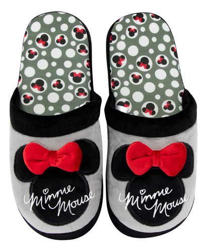 Pantufla Disney Mickey Mouse Color Gris Para Dama