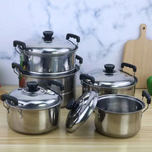 Juego De Ollas Gruesas De Cinco Piezas Con Bandeja Para Coci