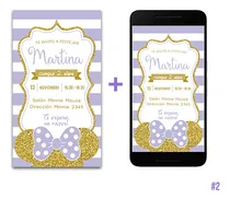 Comprar Tarjeta Invitación Cumpleaños Digital Minnie 2 Formatos