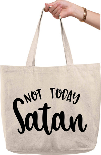 Bolsa Lona Natural Texto Ingl «not Today Satan Funny Saying