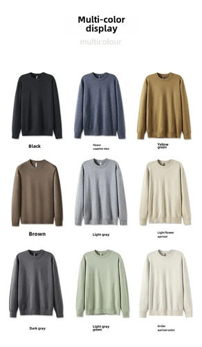 Suéter Tejido Cuello Redondo Mezcla De Lana Para Hombre
