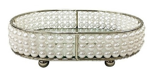 Imagem 1 de 1 de Bandeja Espelhada Pearl Pérolas Em Metal Niquelado