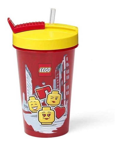 Vaso Con Sorbito Lego Con Tapa Para Niño O Niña Febo