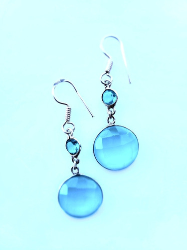 Aros, Aretes, Caravanas En Plata 925 Y Acqua Calcedonia Turq