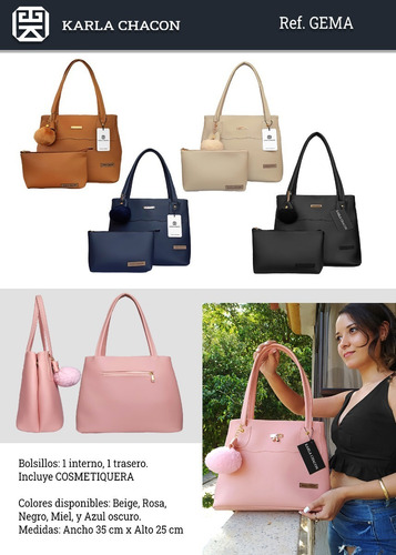 Bolso Dama Carteras Mujer Tote Karla Chacon + Accesorio