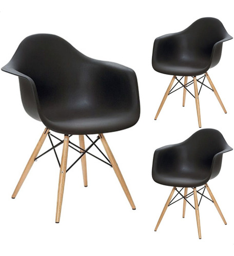 3 Und Cadeira Poltrona Charles Eames Eiffel Apoio Braços Top