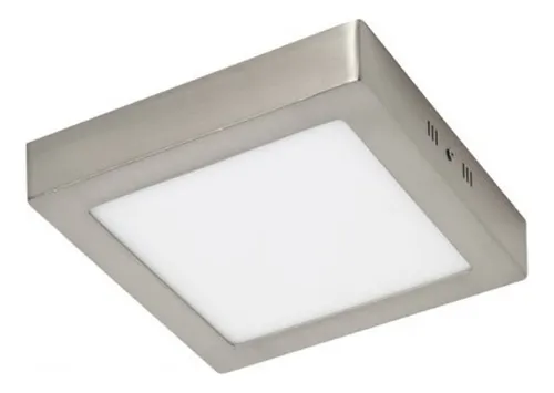 Foco Led Panel Plafón Níquel Cuadrado 17cm Sobrepuesto 12w