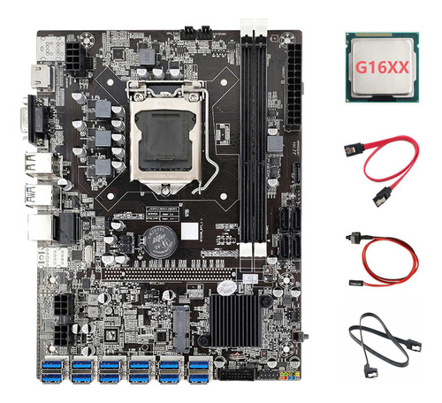 Placa Base B75 Btc De 12 Usb, Cpu G16xx, Cable 2xsata Y Swit