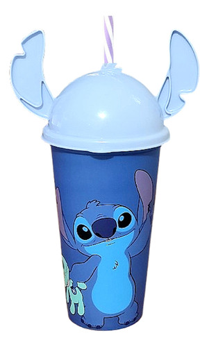2 Copos Stitch Estampado Com Orelhas 500ml Infantil Original