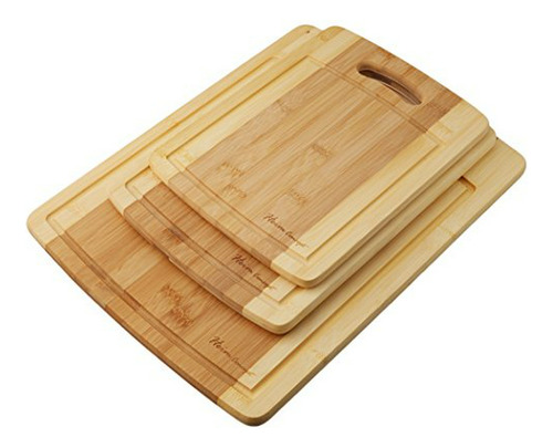 Set De 3 Tablas De Cortar  - Bambú Orgánico Con Surco De Dre