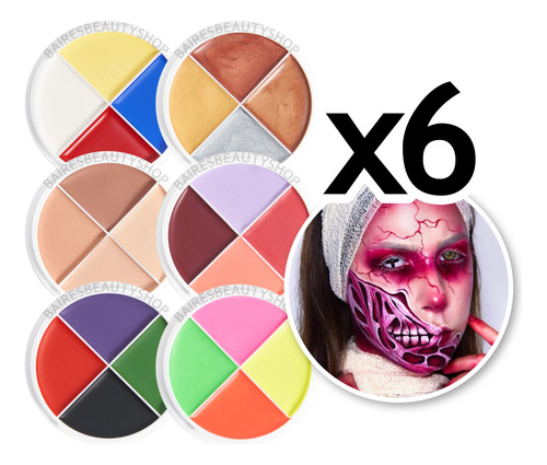 Paletas Maquillaje Cremoso Artístico Pack X6 Bella Dersina