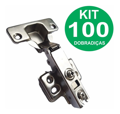 Imagem 1 de 5 de Kit 100 Dobradiças Com Amortecedor Armario Calço Fixo De Aço