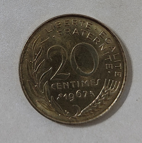 Moneda De 20 Centimos De Franco Francés (1967)