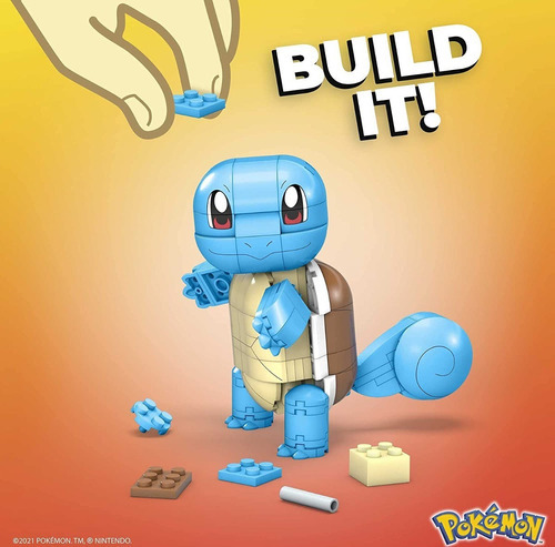Mega Construx, Pokémon, Squirtle, azul, 10 cm, Mattel, número de piezas 199