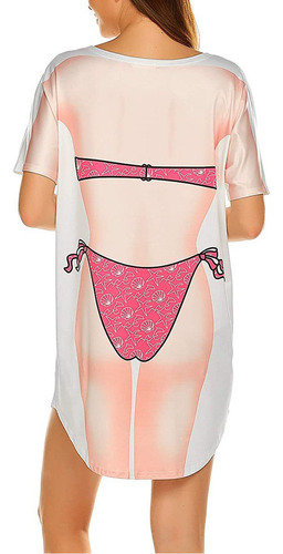 Camiseta Holgada Tipo Vestido Nueva Con Estampado De Bikini